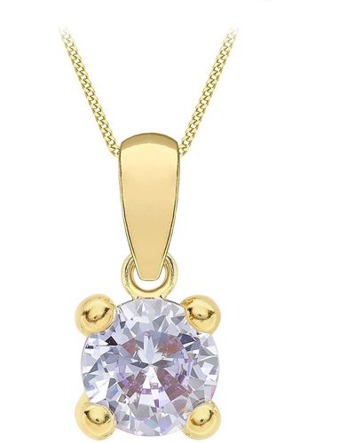 Amazon Essentials 9ct Gold June Birthstone Pendant Necklace - White