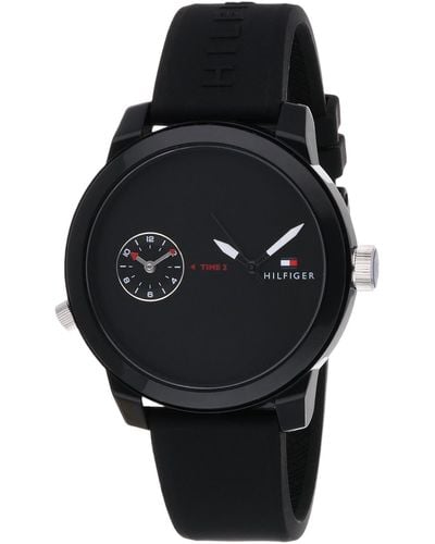 Tommy Hilfiger Datum Klassiek Kwarts Horloge Met Siliconen Armband 1791326 - Zwart
