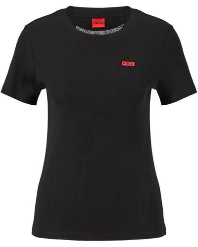 HUGO S Classic Tee Logo-detail T-shirt In Ribbed Cotton Black