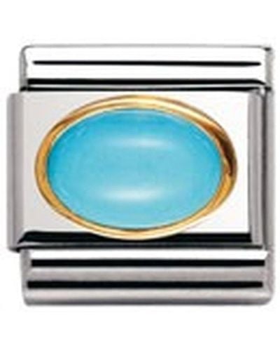 Nomination Composable Classic Gemstone Turquoise Oval Made Of Stainless Steel And 18k Gold - Blue