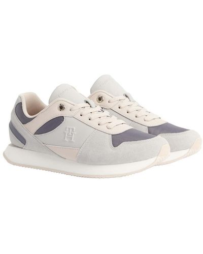 Tommy Hilfiger Leather Trainers Th Essential Grey - White