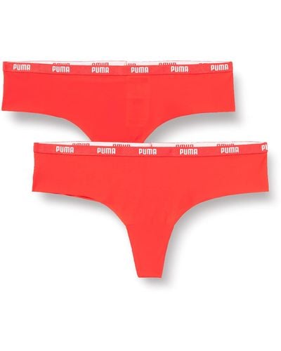 PUMA Microfiber Brazilian Parte Interior de Bikini - Rojo