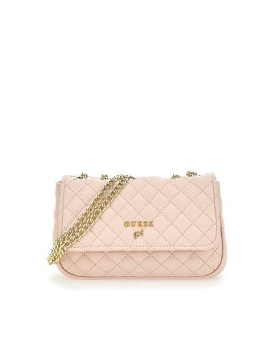 Guess S Quilted Logo Crossbody Bag Pale Pink One Size