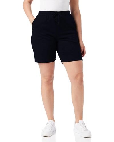 FIND Amazon Brand Shorts des Bermudes,Taille Haute Élastique Longueur Genou Sport Pantalon avec Poches Noir L - Bleu