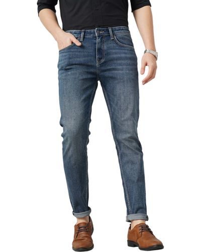 Celio* Jeans da uomo blu tinta unita slim fit in twill di cotone elasticizzato denim