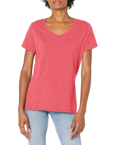Hanes X-temp Short Sleeve V-neck Tee With Freshiq - Red