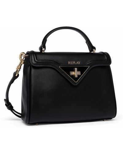 Replay Women's Handbag Made Of Faux Leather - Black