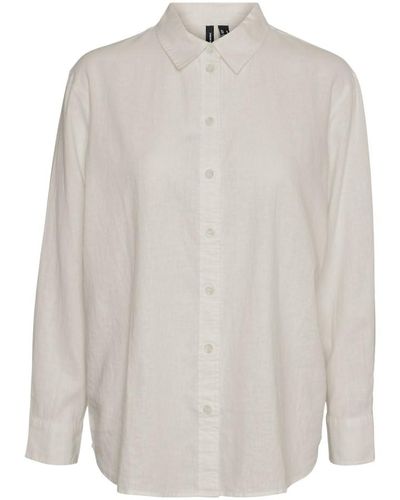 Vero Moda VMLINN LS Shirt WVN NOOS Hemd - Weiß