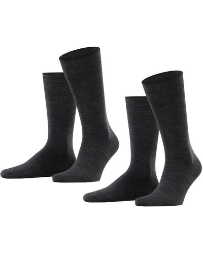 Esprit Herren Socken Basic Wool - Schurwollmischung, 2 Paar, Grau (Anthracite Melange 3080), Größe: 47-50 - Noir