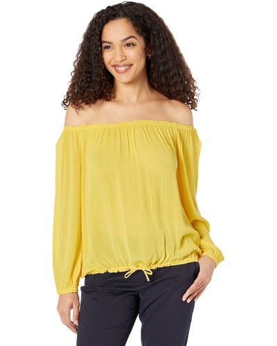 Tommy Hilfiger Long Sleeve Over-the-shoulder Top - Yellow