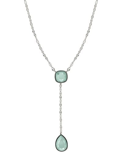 Nomination Allure Necklace For Woman In Stainless Steel With 2 Green Crystal. Lenght 45 Adjustable To 54 Cm. Made In Italy. - Metallic