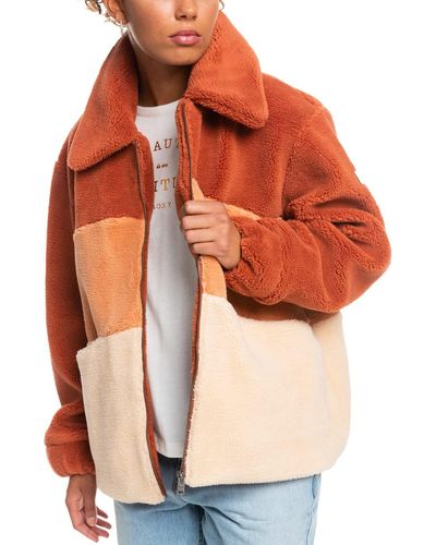 Roxy Zip up Sherpa Fleece for - Orange