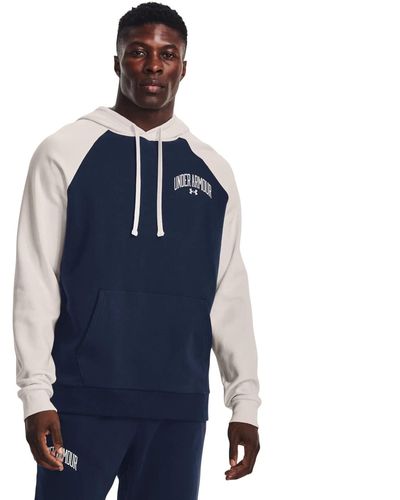 Under Armour Rival Wordmark Colorblock Hoodie in Blue for Men Lyst