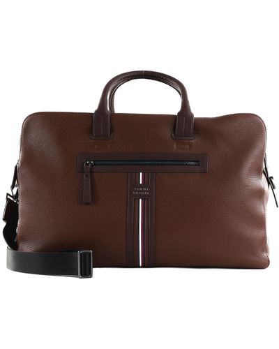 Tommy Hilfiger TH Premium Leather Duffle Bag Warm Cognac - Marron