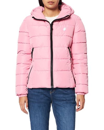 Superdry S Hooded Spirit Sports Puffer Jacket - Pink