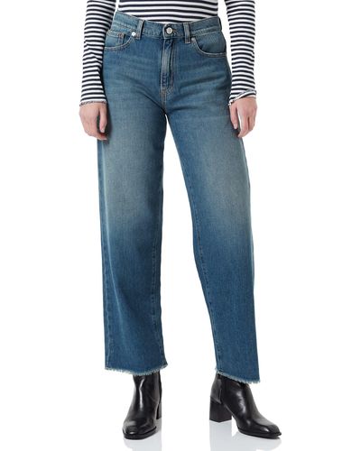 Love Moschino Moschino Boyfriend Fit 5 Pocket Trousers. Vintage Wash Jeans - Blu