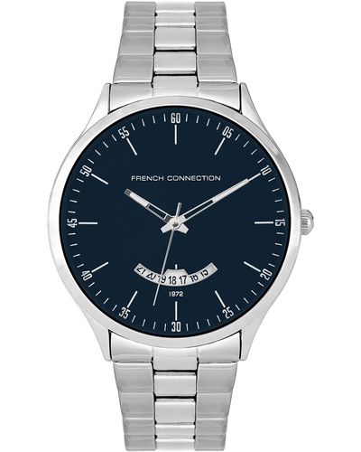 French Connection Analogue Quartz Watch With Stainless Steel Strap Fc143sm - Metallic