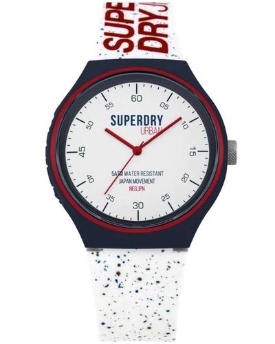 Superdry Erwachsene Analog Quarz Uhr mit Silikon Armband SYG227W - Weiß