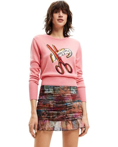 Desigual CANDYPINK JERS_ALBA 3067 Candy PINK Pullover Sweater - Rot