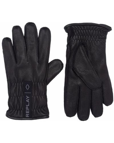 Replay Handschuhe aus Leder - Schwarz