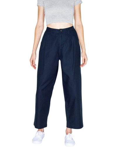 American Apparel Twill Pleated Pant - Blue