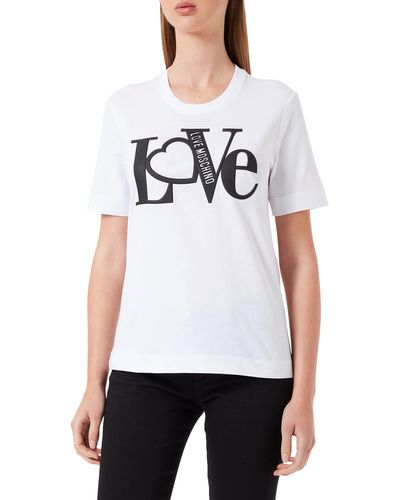 Love Moschino T-Shirt with Love Rubber Print - Bianco