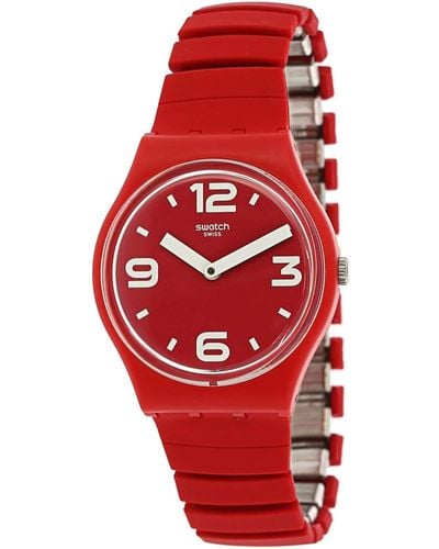 Swatch Analog Quarz Uhr mit Silikon Armband GR173B - Rot