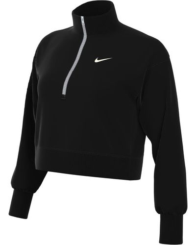 Nike Dq5767-010 W Nsw Phnx Flc Qz Crop Longshirt Black/sail Xs - Zwart