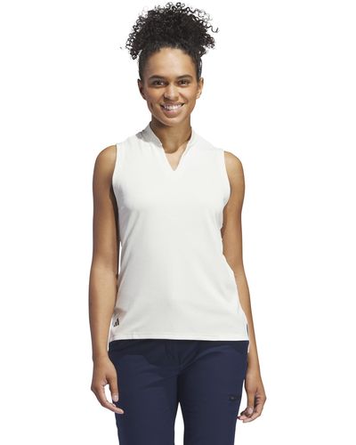 adidas Ultimate365 Textured Sleeveless Polo Shirt Golf - White