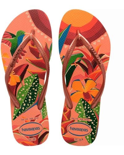 Havaianas Slim Tropical Flip Flops - Orange
