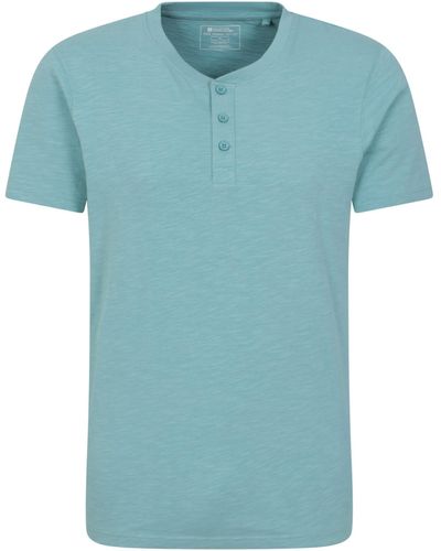 Mountain Warehouse Henley Hasst Organic Ss T-shirt Turquoise Xl - Blue