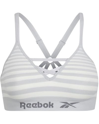 Reebok S Seamless Crop Top Made From Durableworkout Active Wear With Removable Pads And Microfi Sports Bra - White