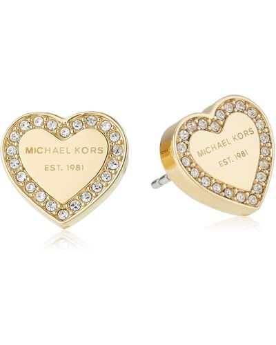 Michael Kors Crystal Heart Studs Earrings Gold Tone One Size - Black