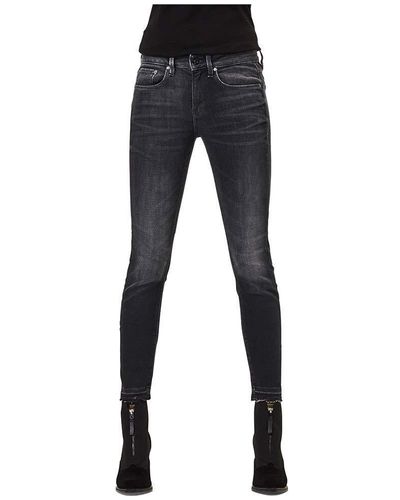 G-Star RAW Skinny Jeans 3301 Mid Skinny Enkels,zwart - Blauw