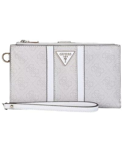 Guess Noreen Slg Double Zip Organizer Dove Logo - Wit