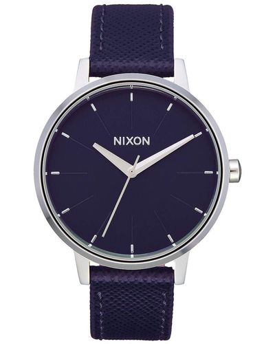 Nixon Armbanduhr Kensington Leder Aubergine - Blau
