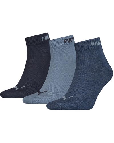PUMA Quarter Socken Sneaker im Retro Design knöchelhoch für 3er Pack - Blau