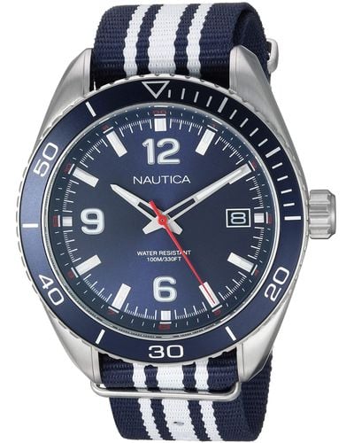Nautica Analog Quarz Uhr mit Nylon Armband NAPKBN001 - Blau