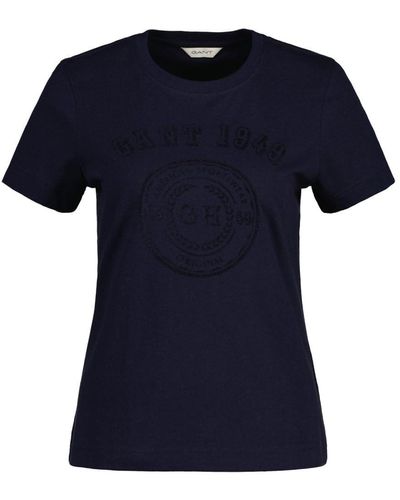 GANT Reg Tonal Graphic Ss T-shirt - Blue