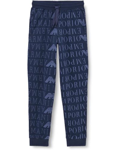 Emporio Armani All Over Logo Terry Trousers - Blau