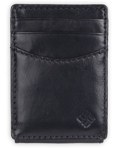 Columbia Leather Front Pocket Wallet Card Holder For Travel - Black
