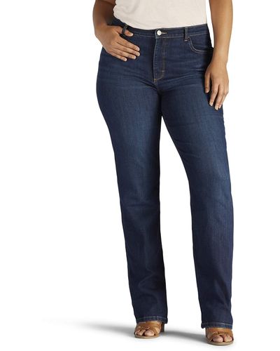Lee Jeans Plus Size Instantly Slims Classic Relaxed Fit Monroe Straight Leg Jeans - Blau
