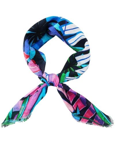 Desigual S Accessories Fabric Squared Foulard Fou_beachtime 5000 Navy - Blue
