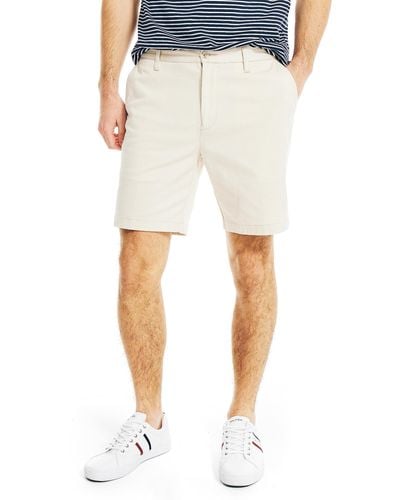 Nautica Mens Classic Fit Flat Front Stretch Solid Chino "deck" Casual Shorts - Multicolor