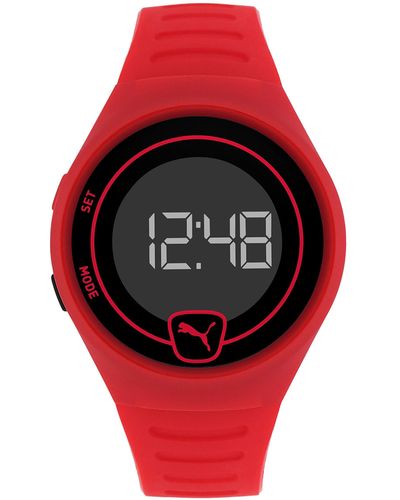 PUMA Digital Quartz Watch With Plastic Strap P5029 - Red
