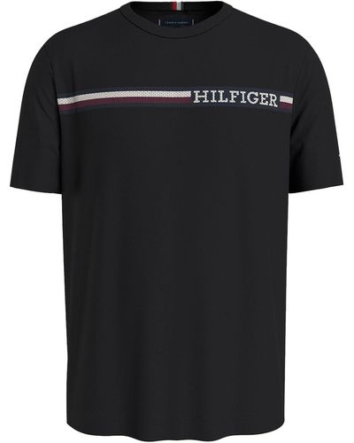 Tommy Hilfiger Monotype Chest Stripe Tee Mw0mw33688 S/s T-shirts - Black