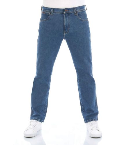 Wrangler Jeans Regular Fit Texas Stretch Hose Blau Authentic Straight Jeanshose Denim Hose Baumwolle Blue w40