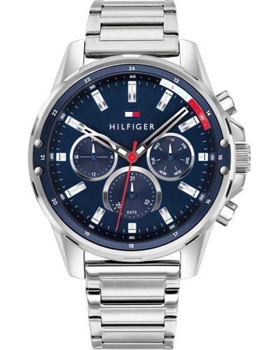 Tommy Hilfiger Analogue Multifunction Quartz Watch For Men With Silver Stainless Steel Bracelet - 1791788 - Blue