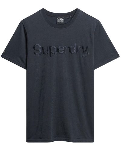 Superdry Tonal Embroidered Logo T Shirt - Blue