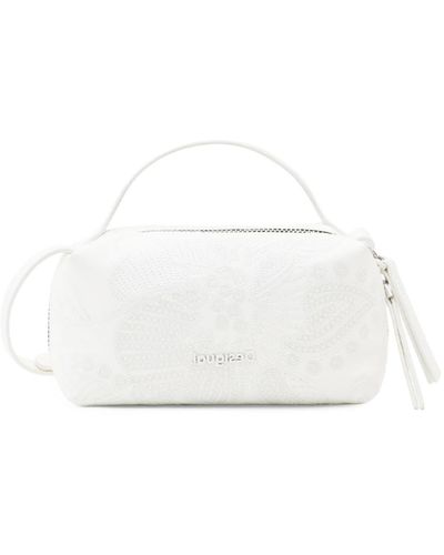 Desigual Plain Handbag With Zip And Shoulder Strap - White